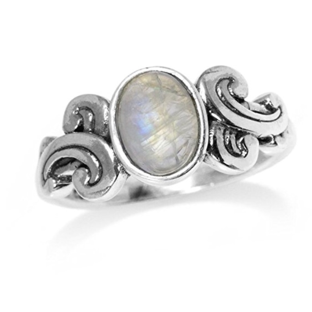Moonstone 925 Sterling Silver Victorian Style Ring